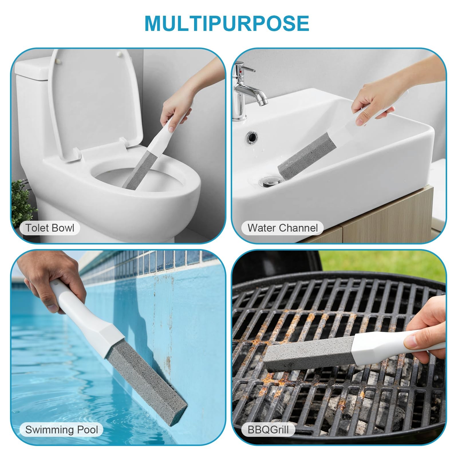 8 Pack Pumice Stone Toilet Bowl Cleaner with Long Handle – Replaceable Toilet…