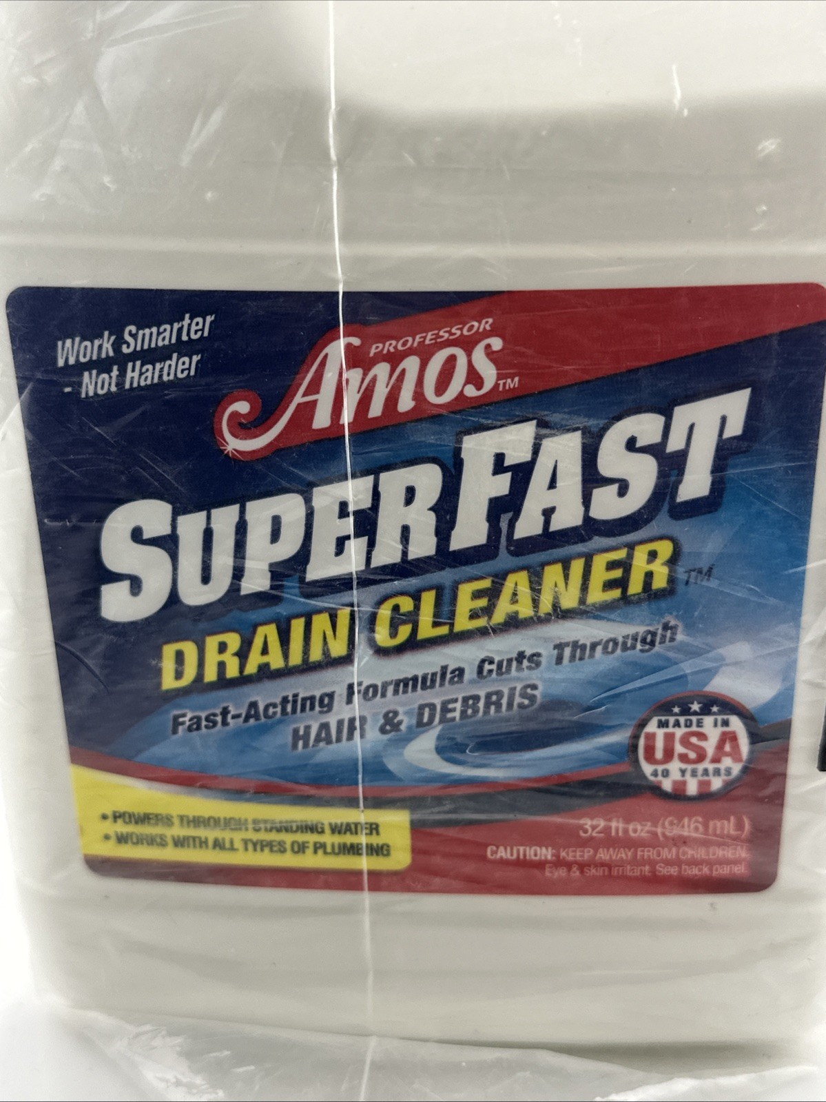 Professor Amos SuperFast Drain Hair Debris Cleaner 32 oz. Sealed “Lot Of 2”