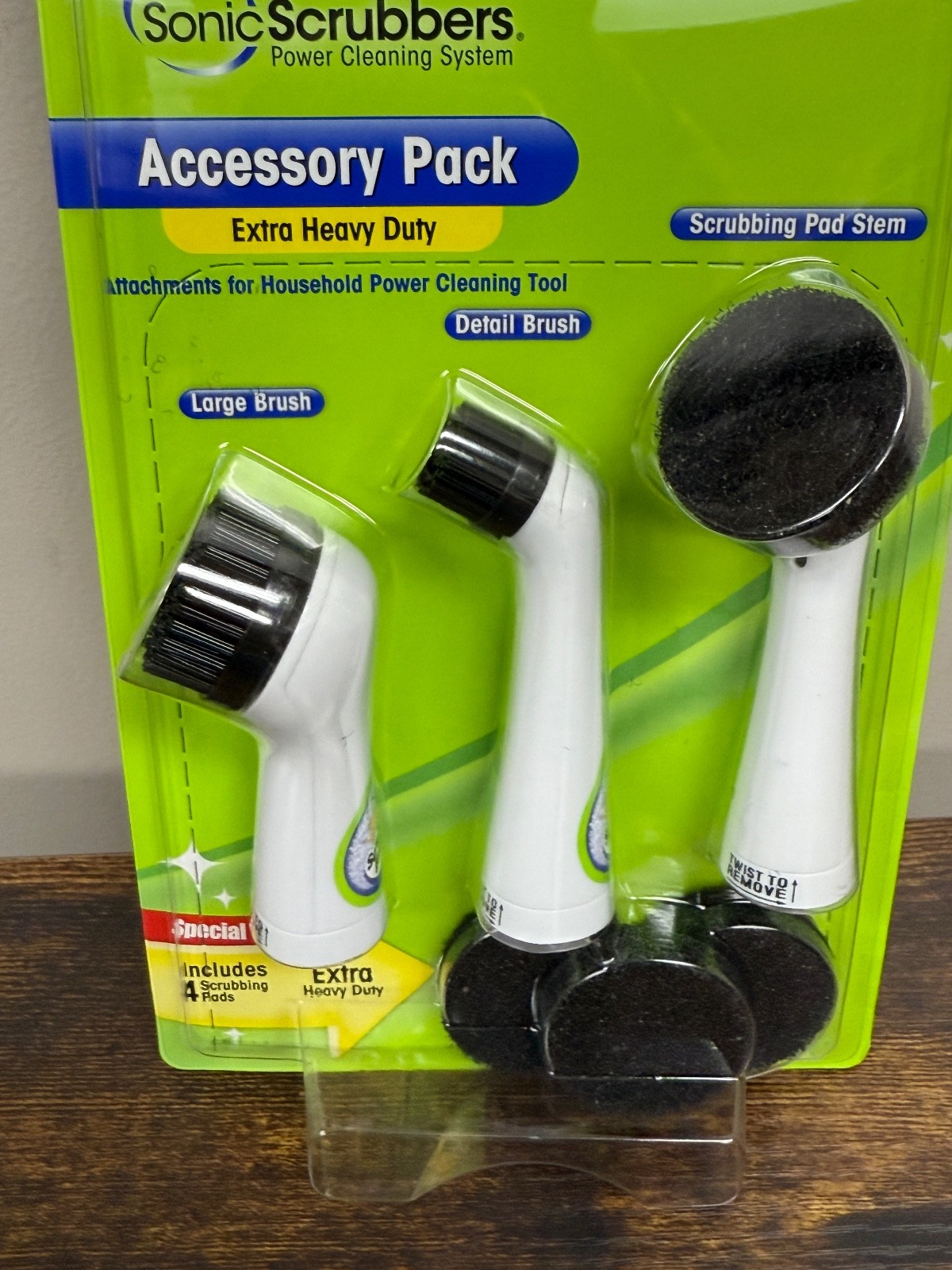 Lot of 4 Sonic Scrubber Scrubbing Bubbles Accessory Pack Extra Heavy Duty Kit