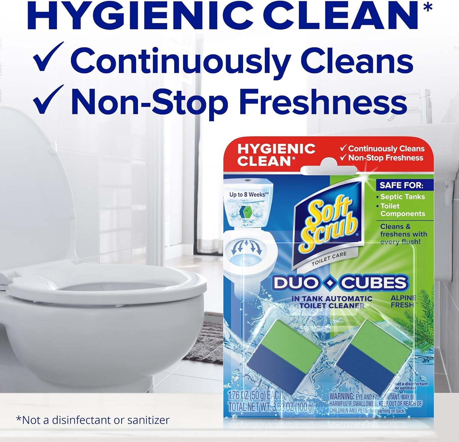 Soft Scrub in-Tank Toilet Cleaner Duo-Cubes, Alpine Fresh, 4 Count..