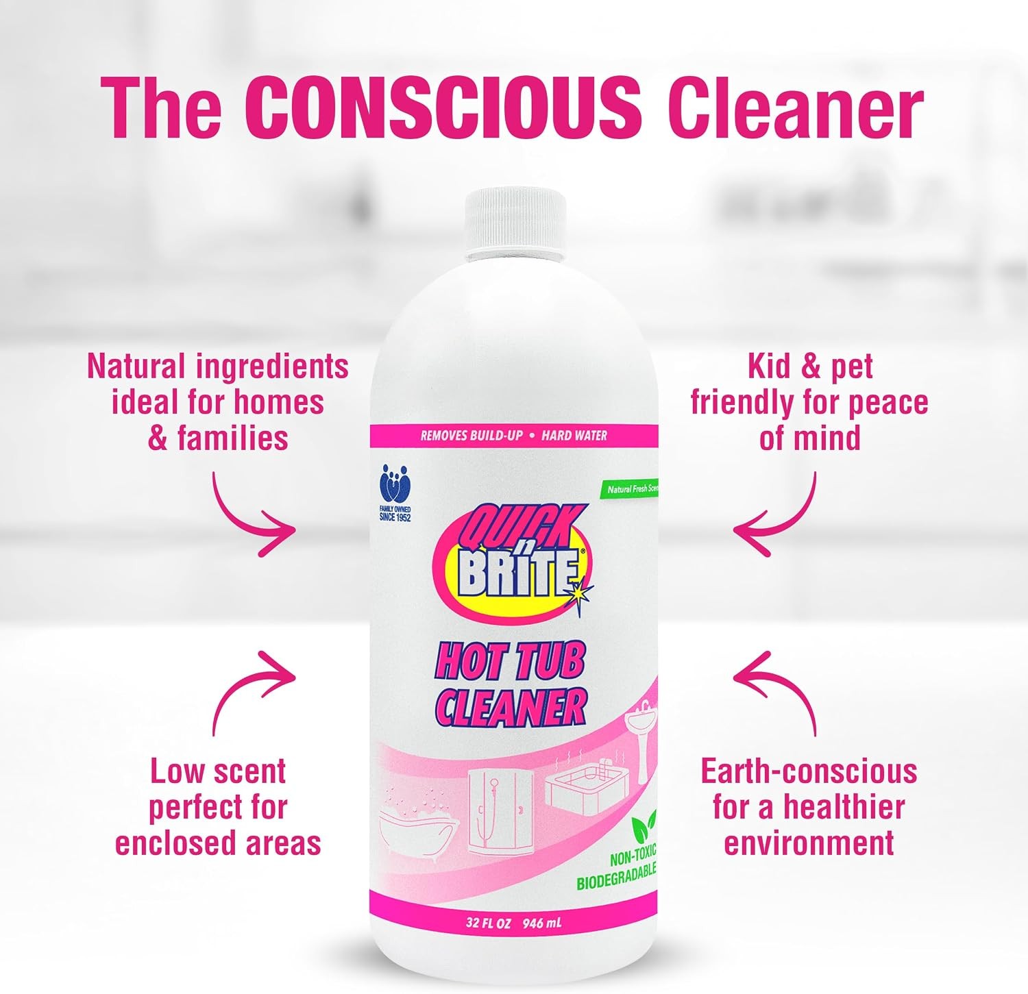 Quick N Brite Heavy Duty Hot Tub Cleaner Kit – Non-abrasive Cleaning Gel with