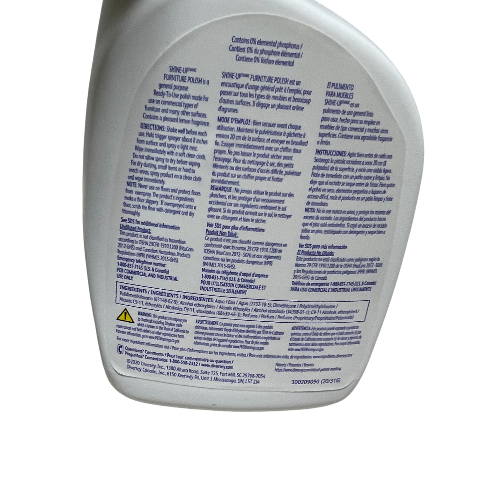 Diversey Shine Up Lemon Furniture Polish 32 Oz Bottle