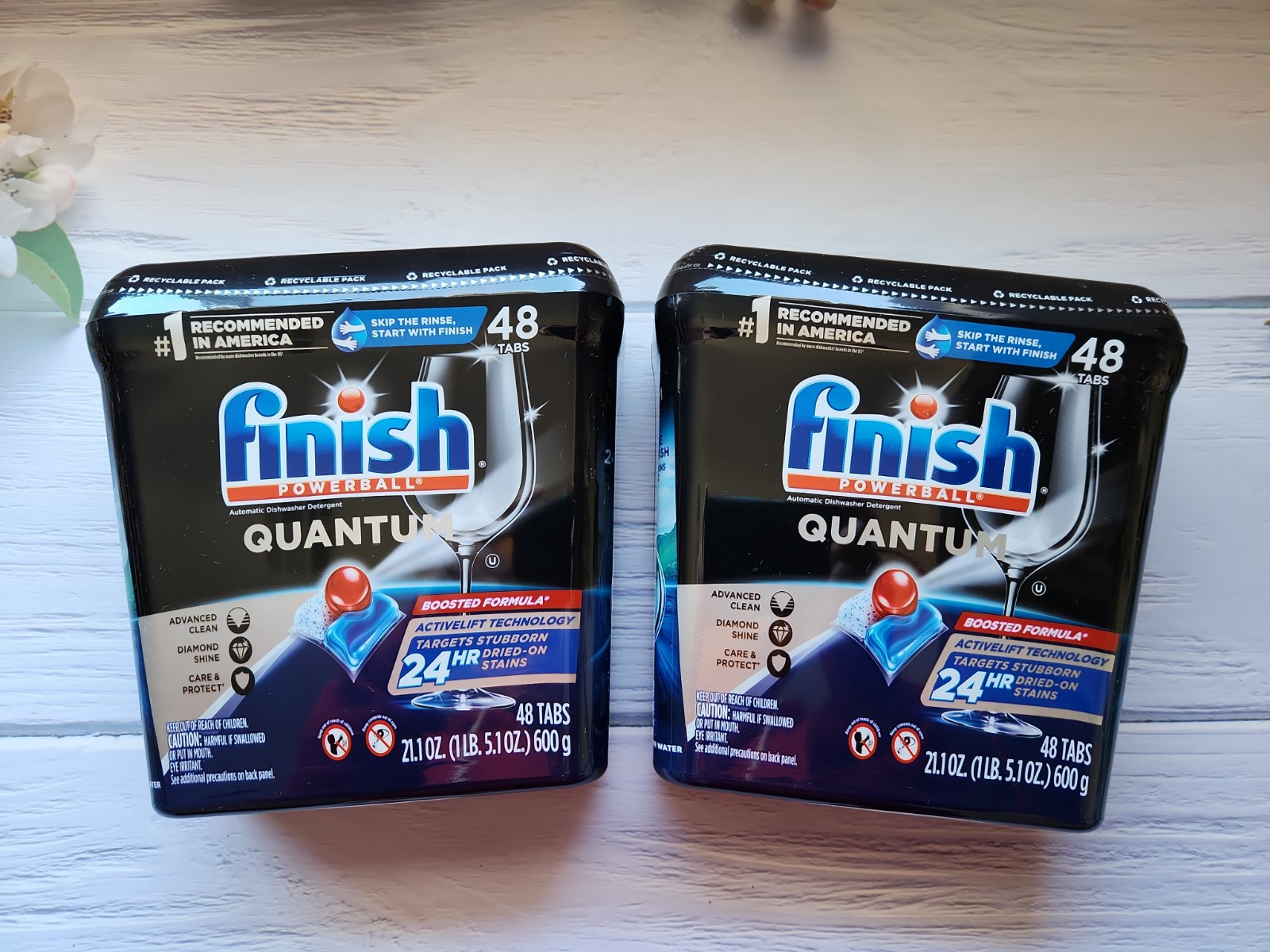 2× Finish Powerball Dishwasher Detergent, Ultimate Clean Cyclesync, 48 Tabs Each