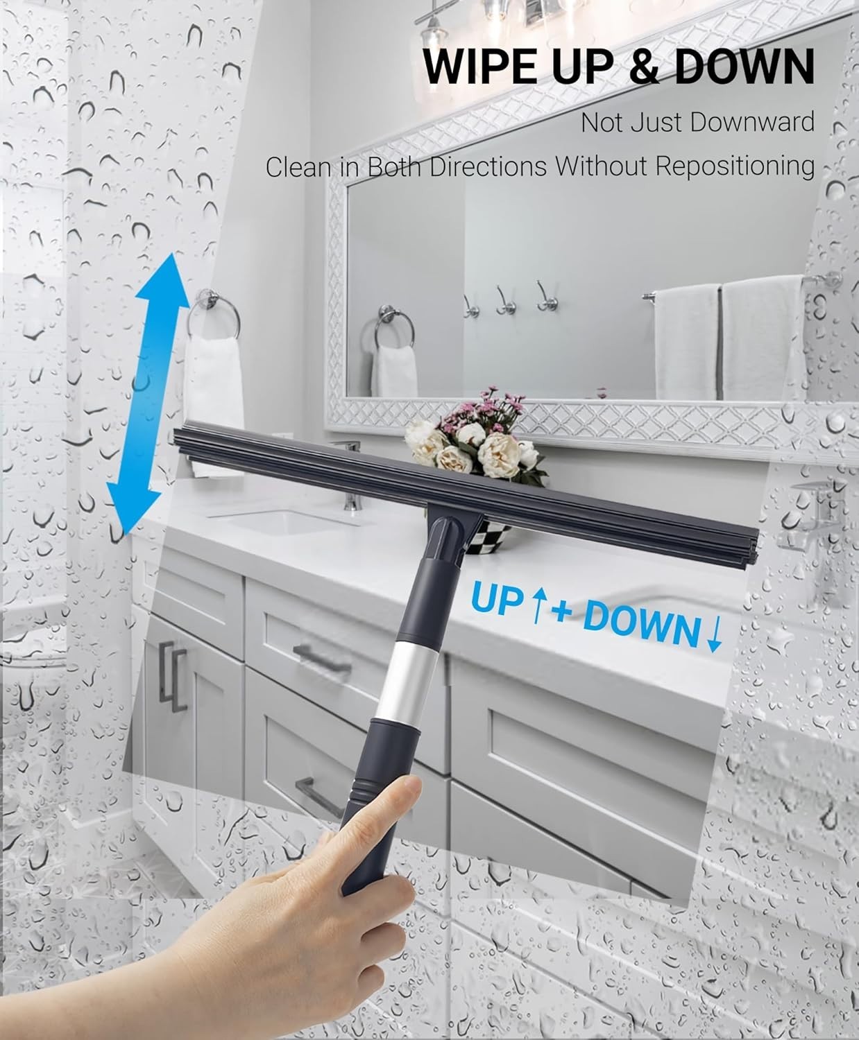 11.8” Triple-Blade Shower Squeegee – Streak-Free Wiper Design for Glass & Tile