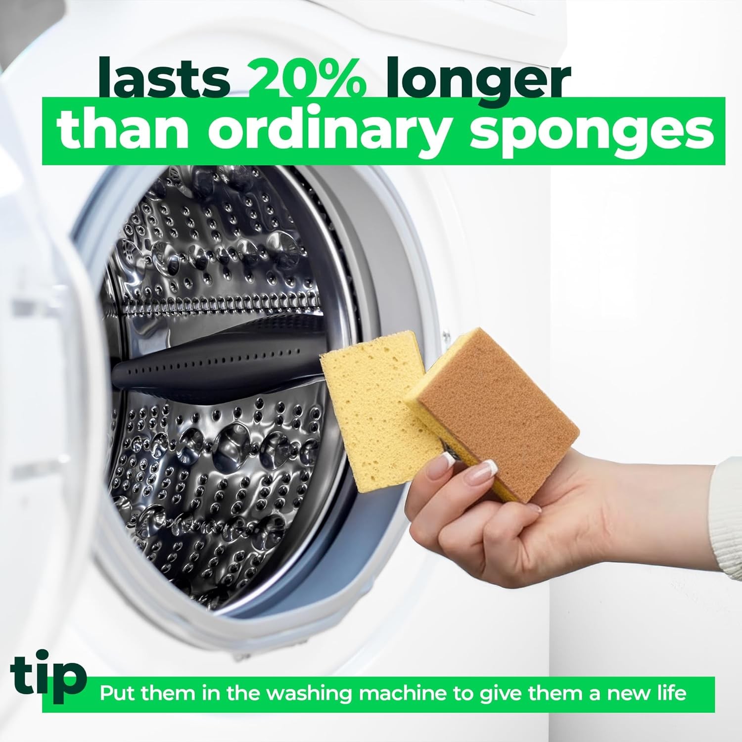 12 Pack Natural Biodegradable Kitchen Sponges – Eco-Friendly, Compostable,