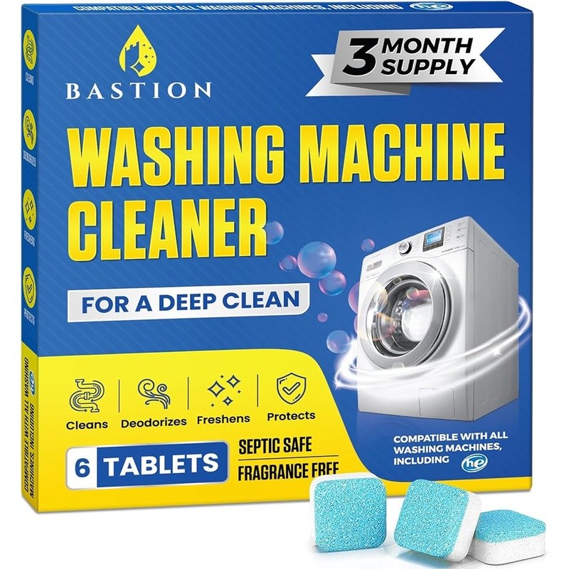 Washing Machine Cleaner Tablets Odor Elimination Eco Friendly 6 Pack Supply New