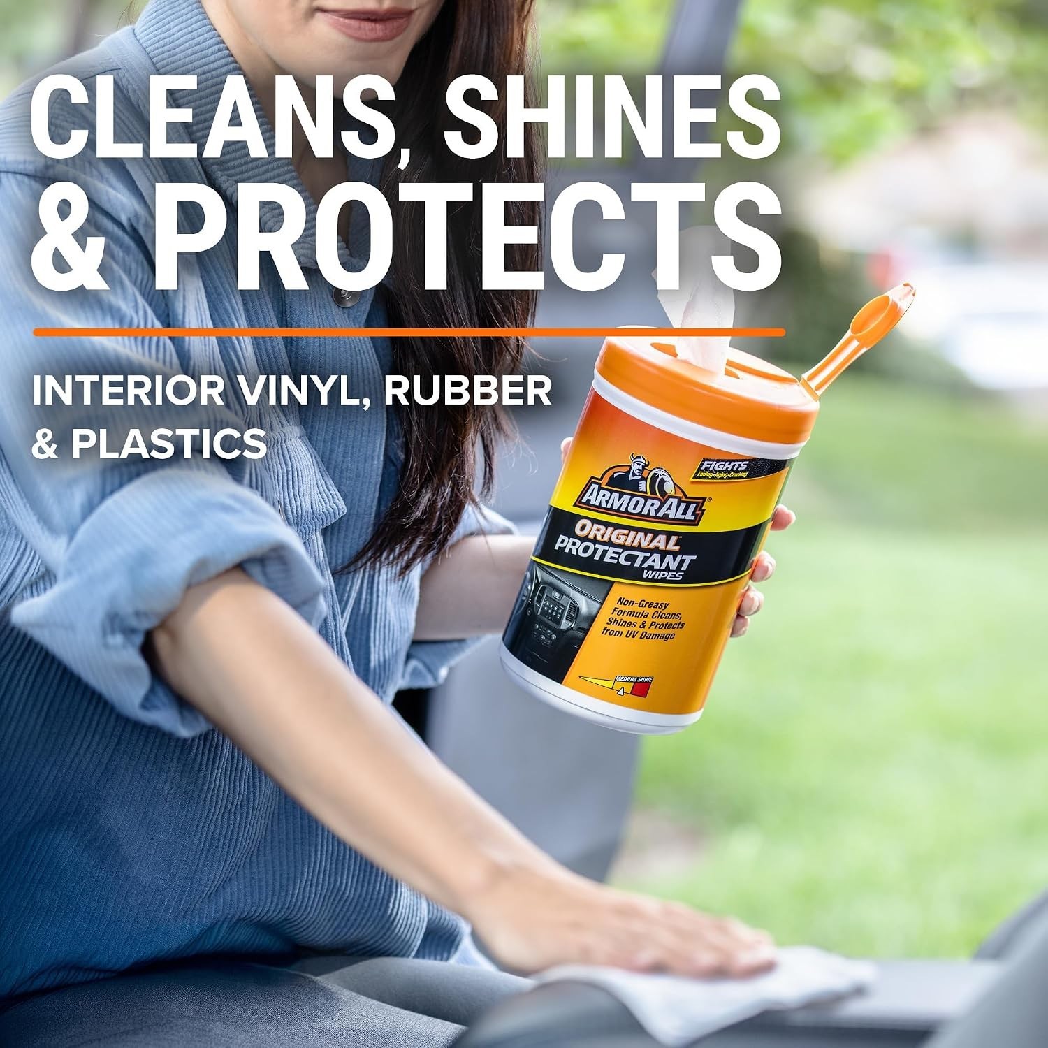 Car Interior Protectant Wipes 90 Count UV Protection Vinyl Rubber Plastic
