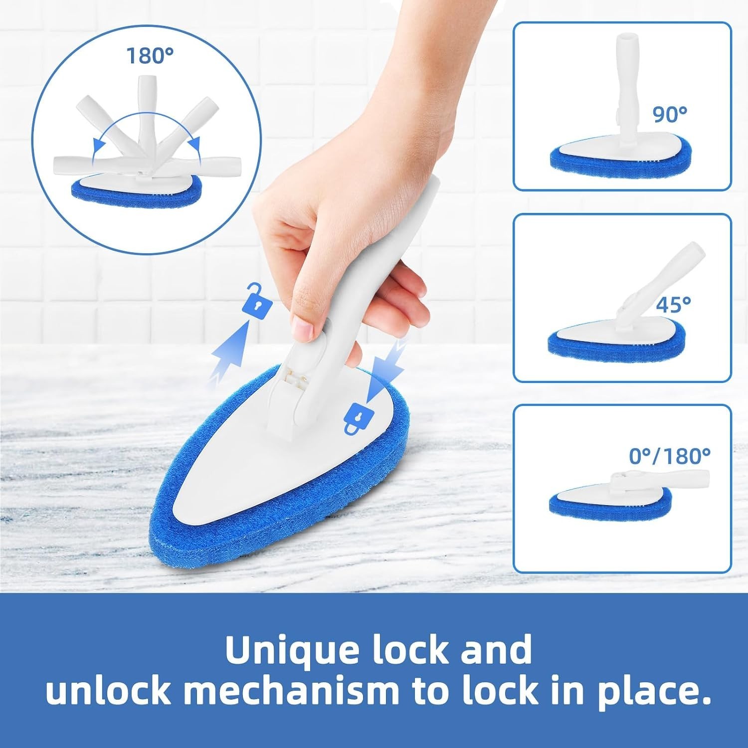 Non-Scratch Bathroom Scrubbing Brush with 5 Refillable Pads – 51-Inch Long