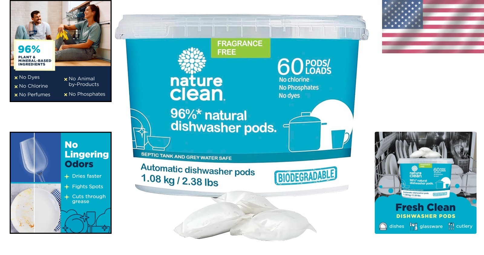 60 Count All-Natural Dishwasher Pods – Plant-Based, Non-Toxic & Powerful