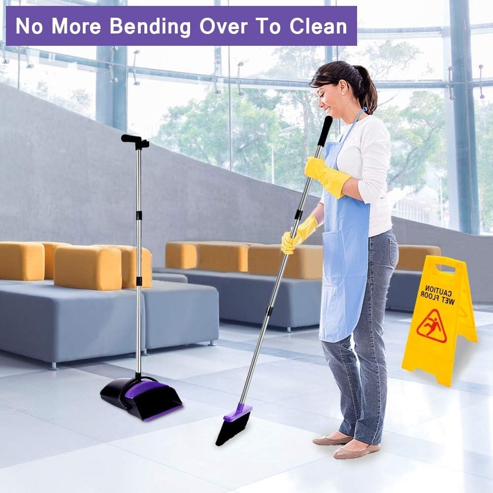 Broom and Dustpan Set, Upright ple Broom with Dustpan bo Set Long
