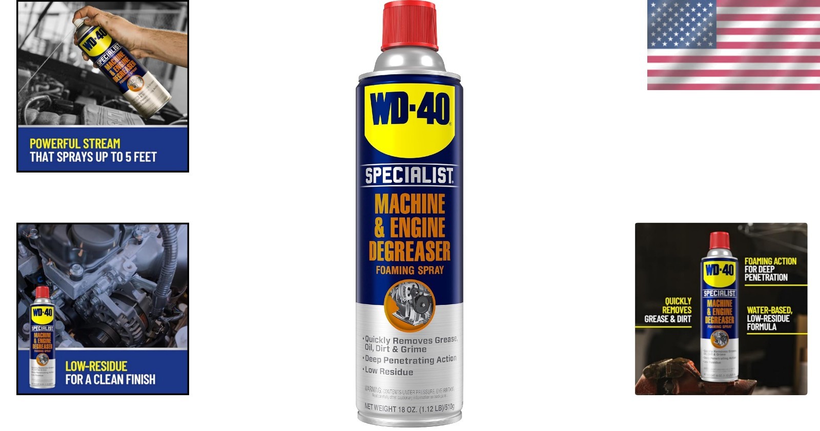 Industrial Strength Engine Degreaser Spray – Water-Based Foaming Formula, 18 OZ