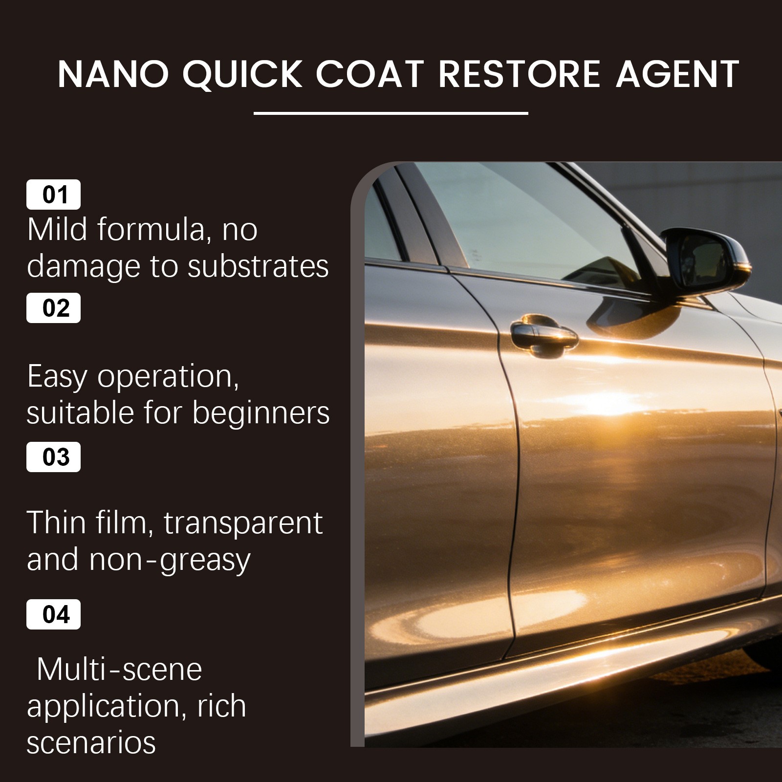1~3PCS Nano Quick Coat Restore Spray Fast Coating Protection for Car 120ml