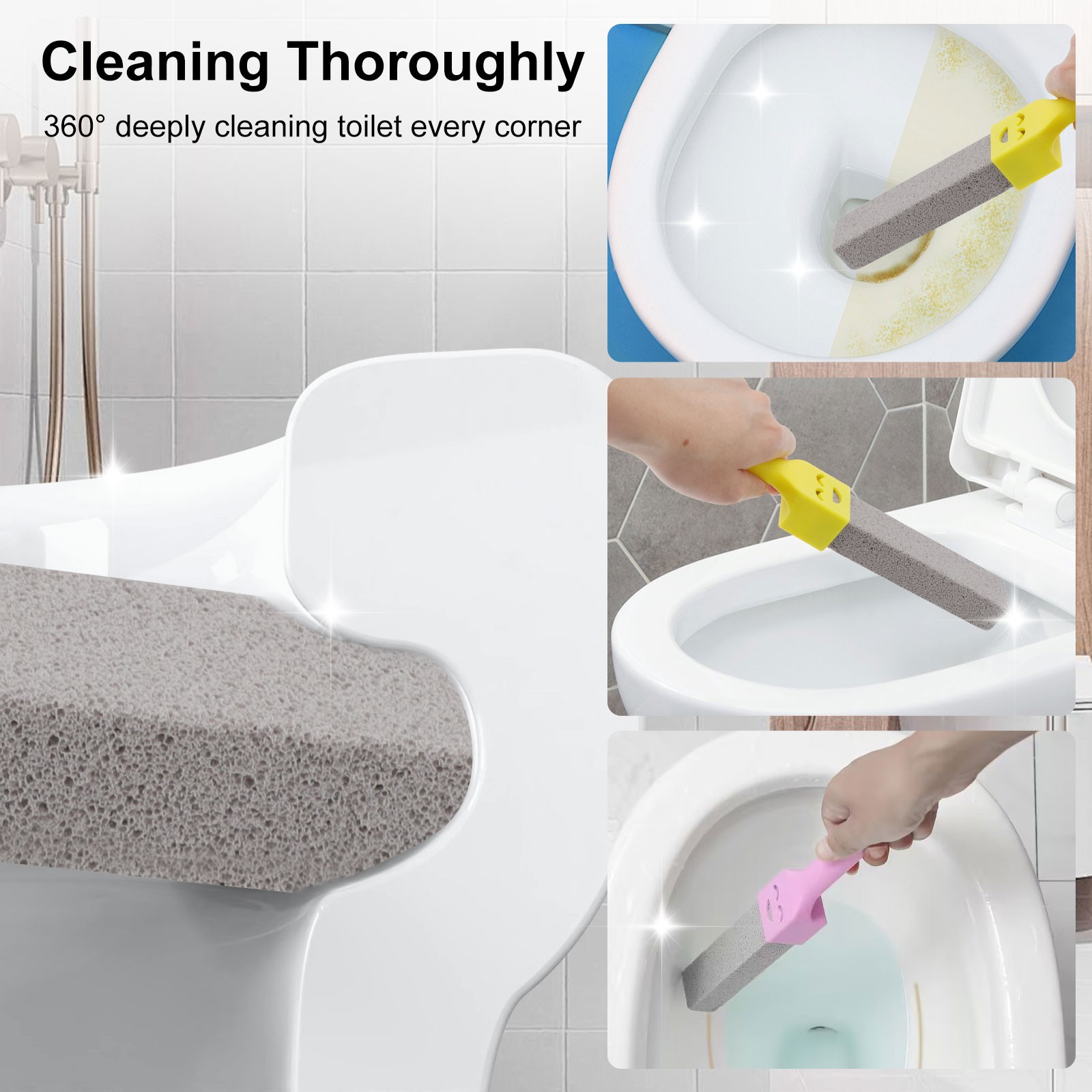 10x Bathroom Pumice Stone Toilet Brush Set Rust Limescale Remove Cleaning Tools