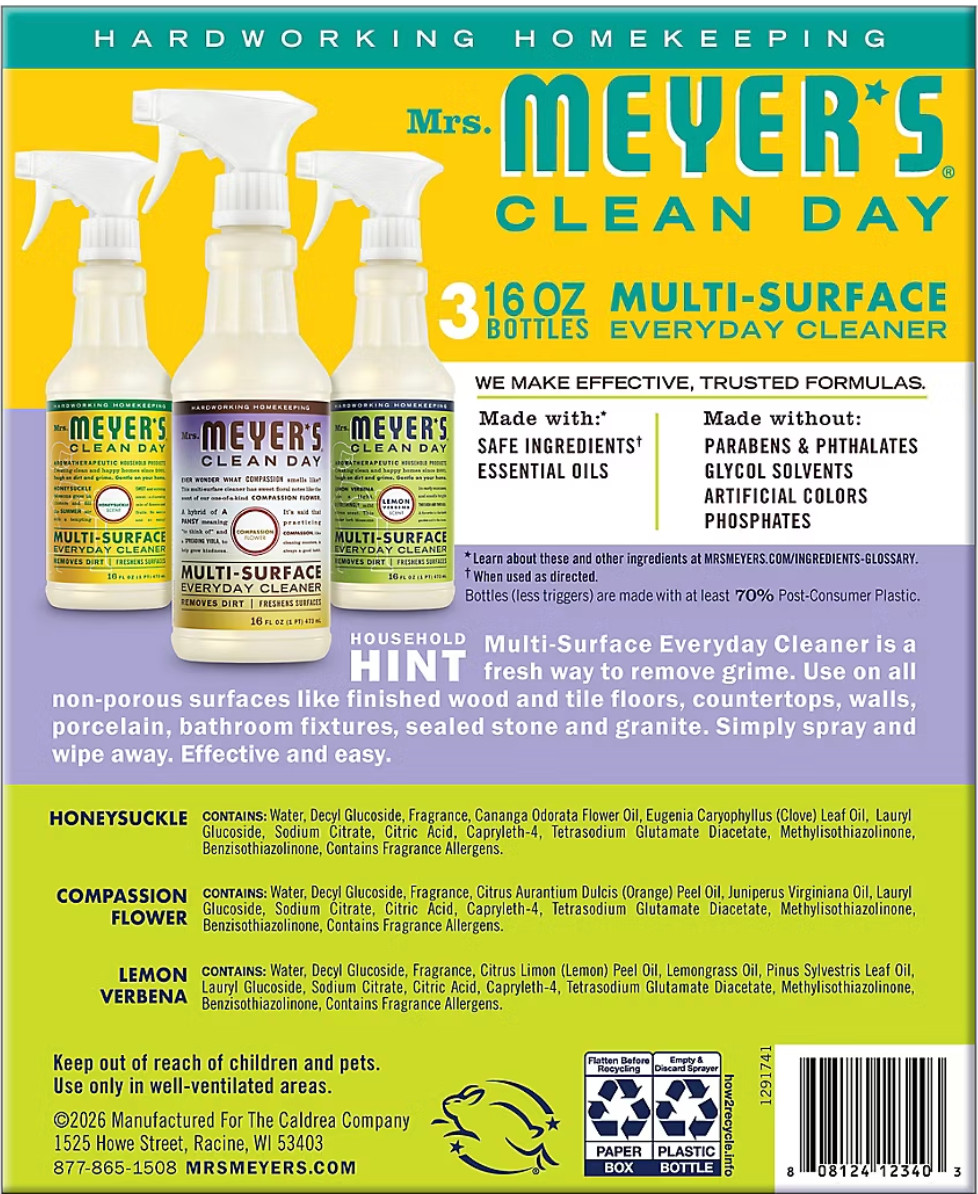 Mrs. Meyer’s Clean Day Multi-Surface Everyday Cleaner Variety Pack, 3 pk./16 fl.