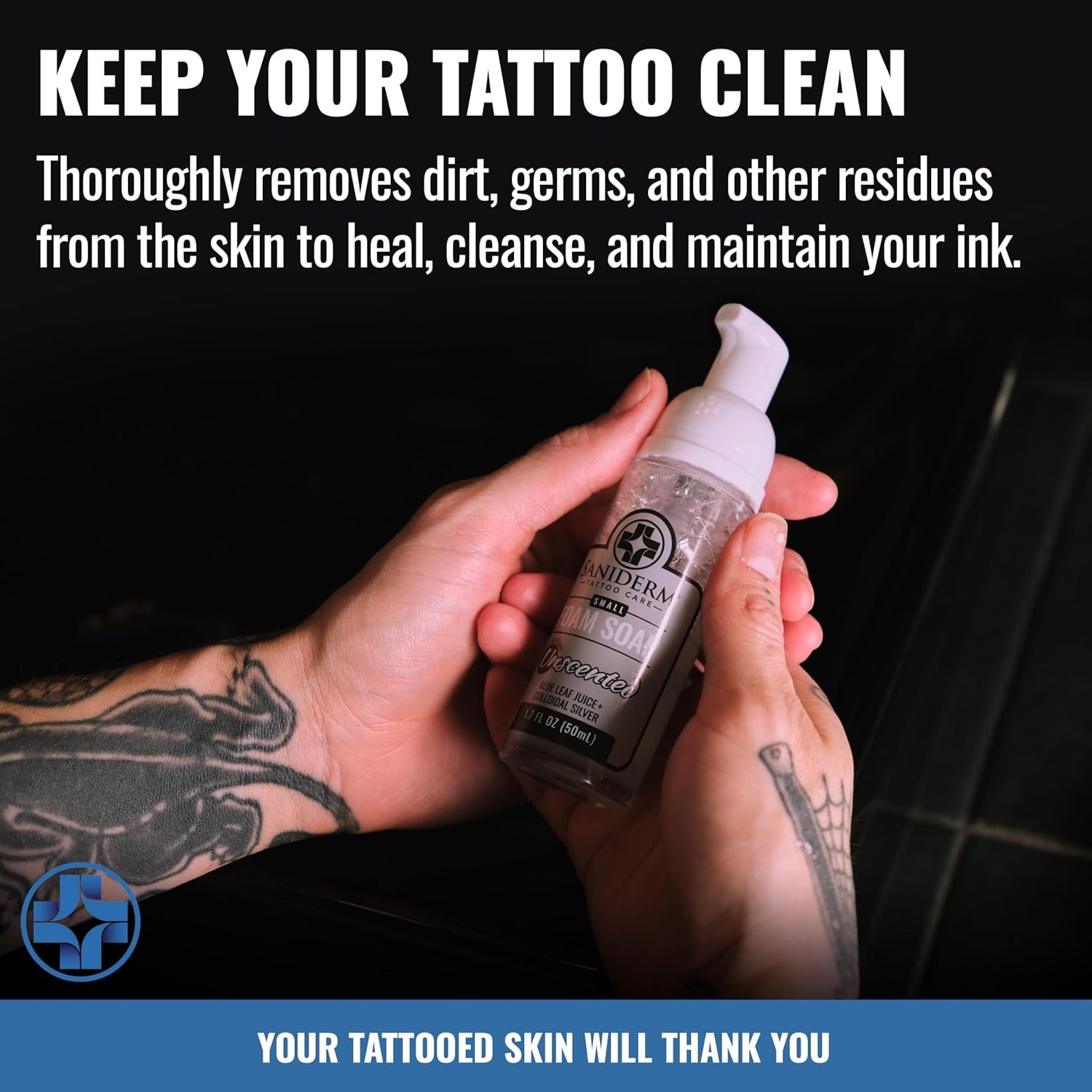 Foaming Tattoo Soap (1.7oz Travel Size) – Gentle Soap for Tattooed Skin, Infused