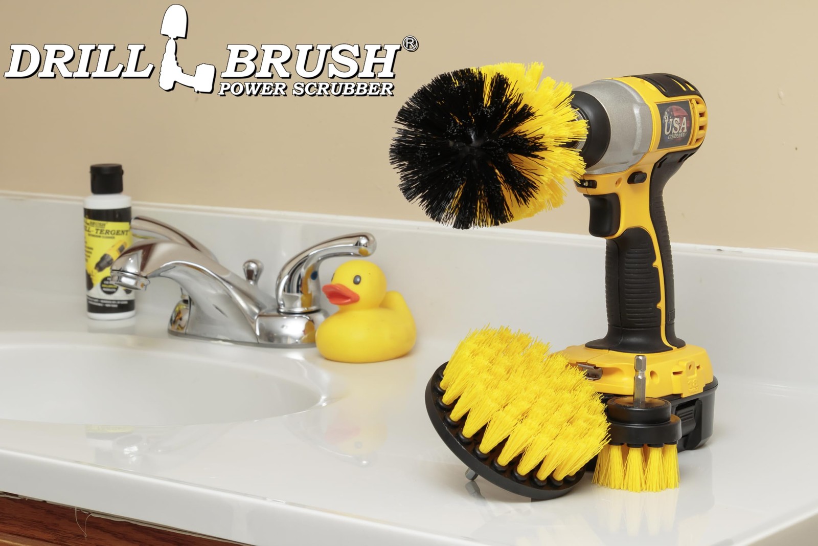Drillbrush Drill 2in, 4in, 3.5in corner brush, All Purpose Medium Yellow
