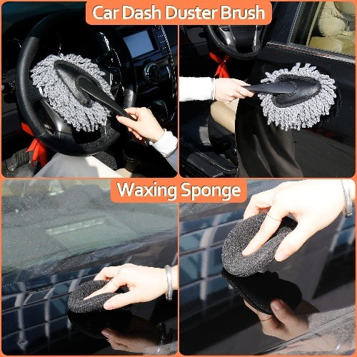 Car Cleaning Kit, Car Washing Kits for Vehicles, Car Detailing Kit Orange