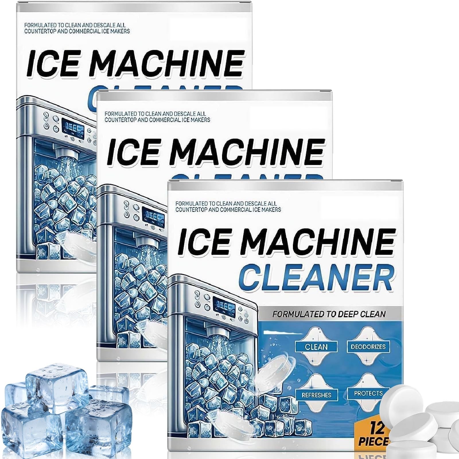 Ice Machine Cleaner and Descaler Tablets, 24/36 Clean Tablets Compatible with…
