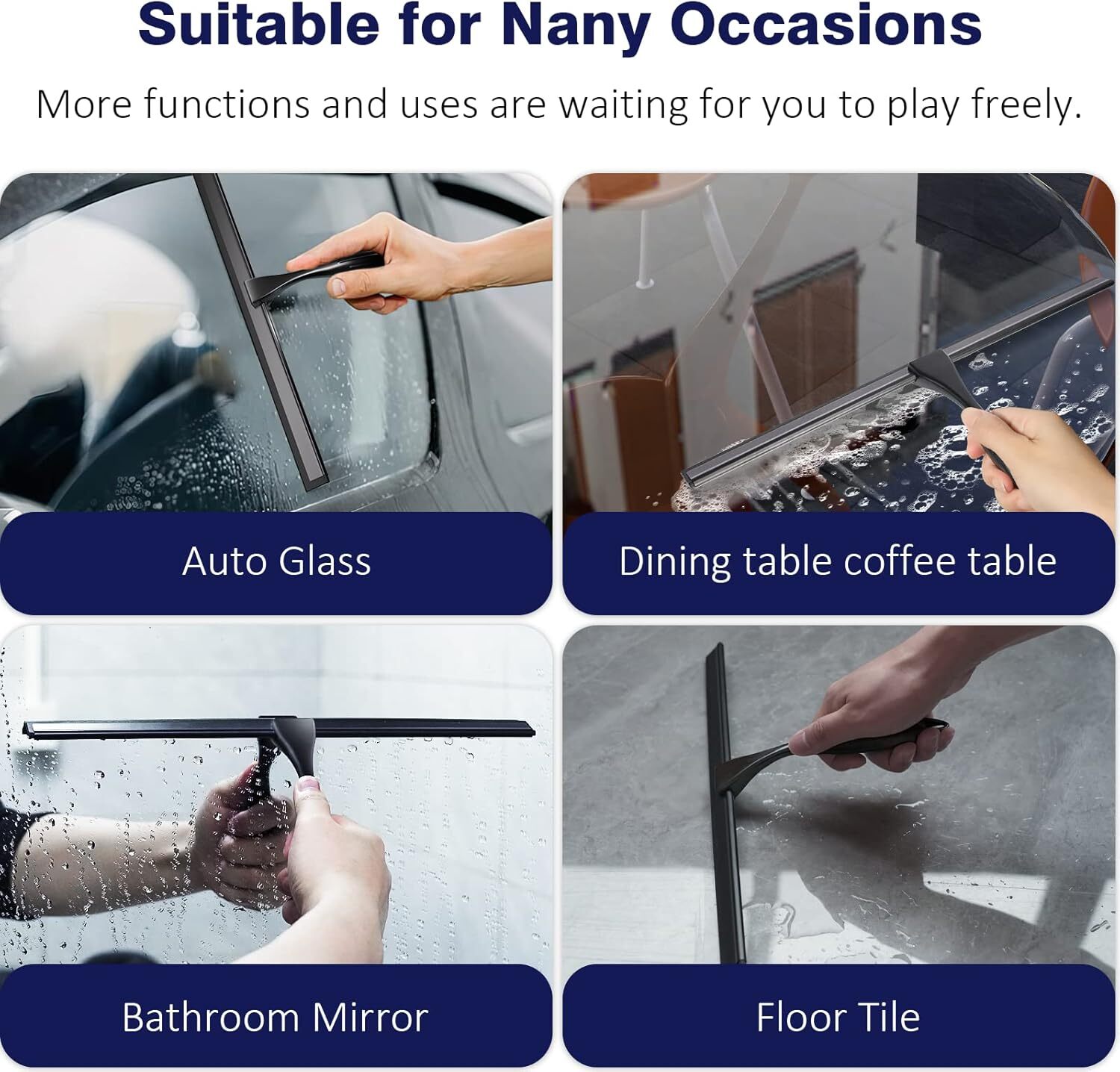 TOOVEM 14 inch All-Purpose Stainless Steel Shower Squeegee for Shower Glass Door