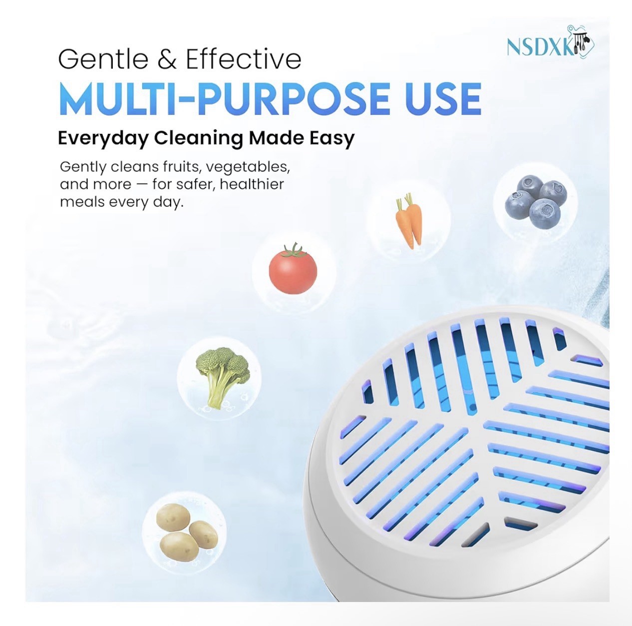 Fruit and Vegetable Washing Machine, Fruit Vegetable Cleaner Device, Portable