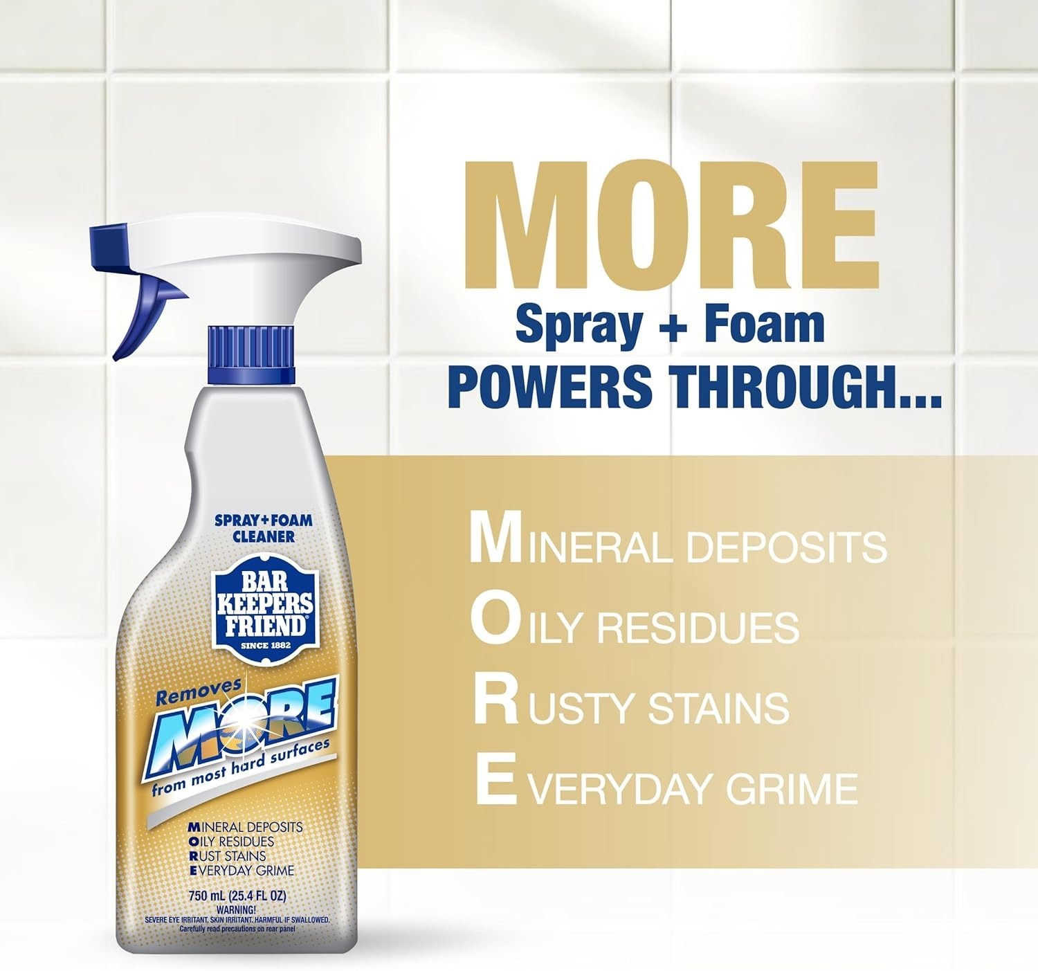 Bar Keepers Friend Soft Cleanser (26 oz) MORE Spray + Foam (25.4 oz) Multipurpos
