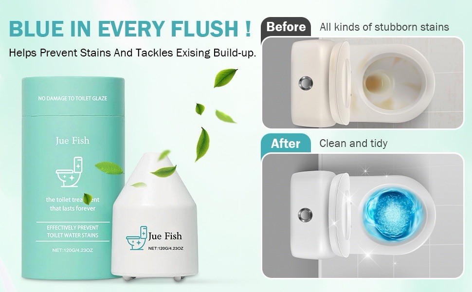 2 Pack Jue Fish Toilet Tank Cleaner Treatment Blocks Prevent Water Stains 120g