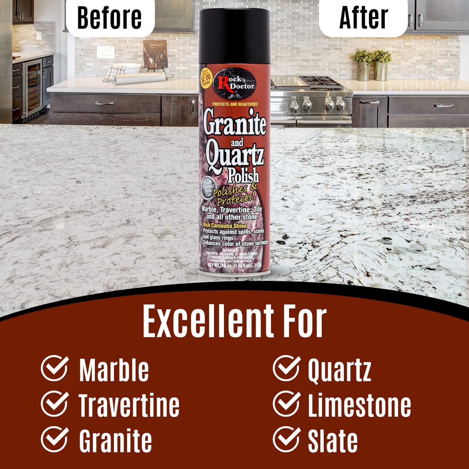 Professional Granite Polishing Spray Non Abrasive Streak Free Cleaner 1.13 lb
