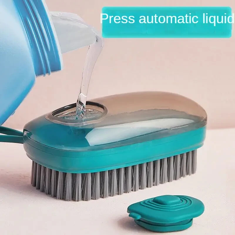 Dish Washing Up Brush Sponge With Liquid Soap Dispenser Scrubber Cleaning Brush