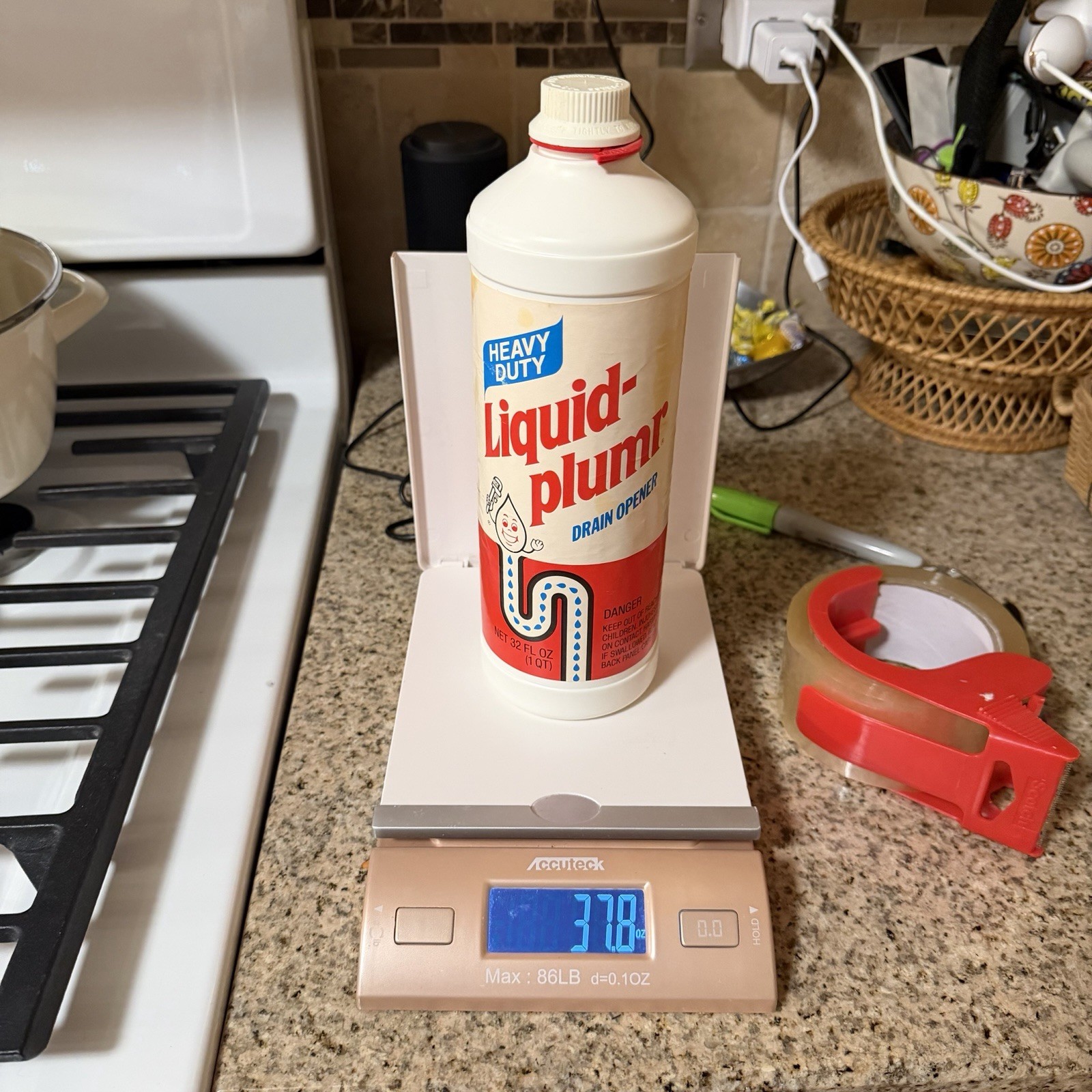 Vtg 1980s Liquid Plumr Drain Opener Cleaner 32 Oz Plastic Bottle Sealed