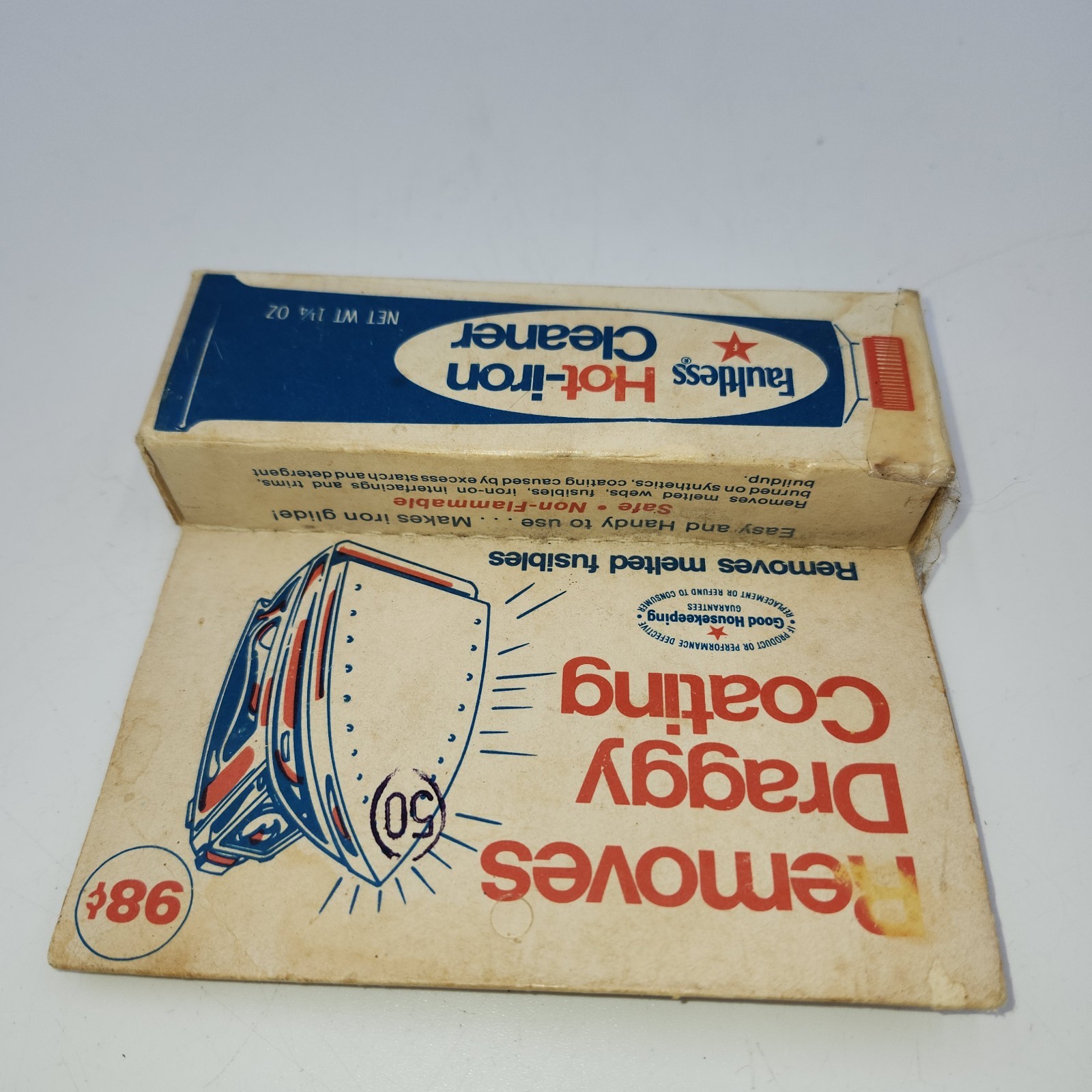 NOS NEW Vintage Faultless Hot Iron Cleaner 1 oz box movie prop laundry room
