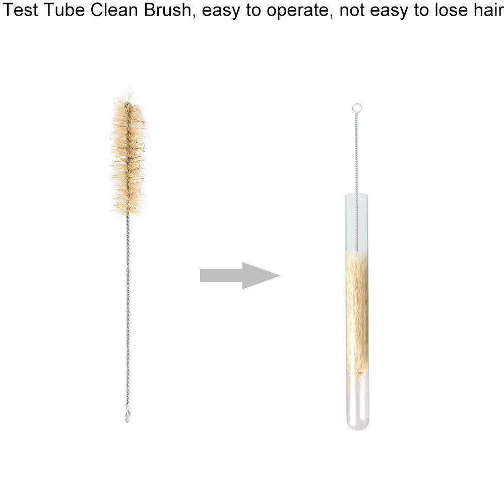 10 Pcs Tube Bottle Wash Cleaning Brush, Tan Bristles Radial Tip for Lab Set