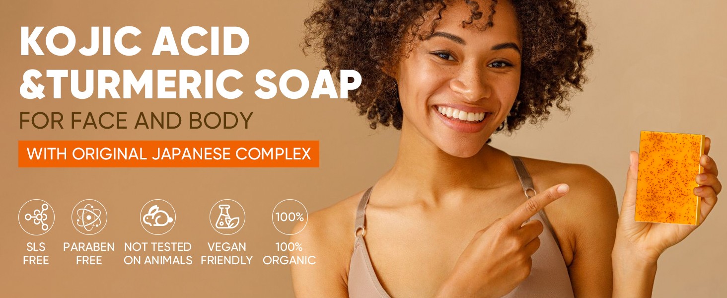 5 Pack Turmeric Kojic Acid Soap Bars(80g) – Infused with Retinol, Hydrolyzed