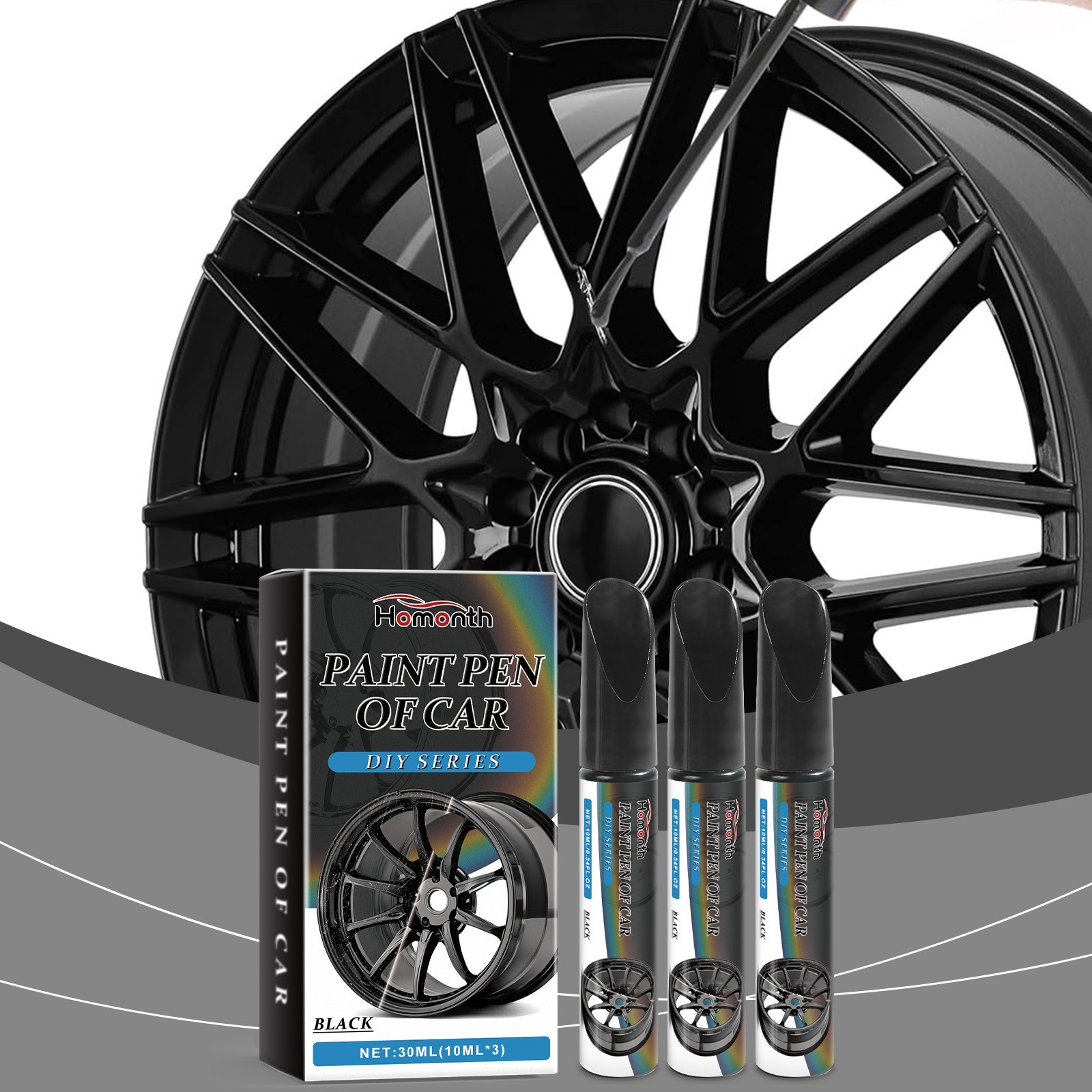 Black Wheel Scratch Repair Pen – Rim Touch Up Paint for Car Rust Protection