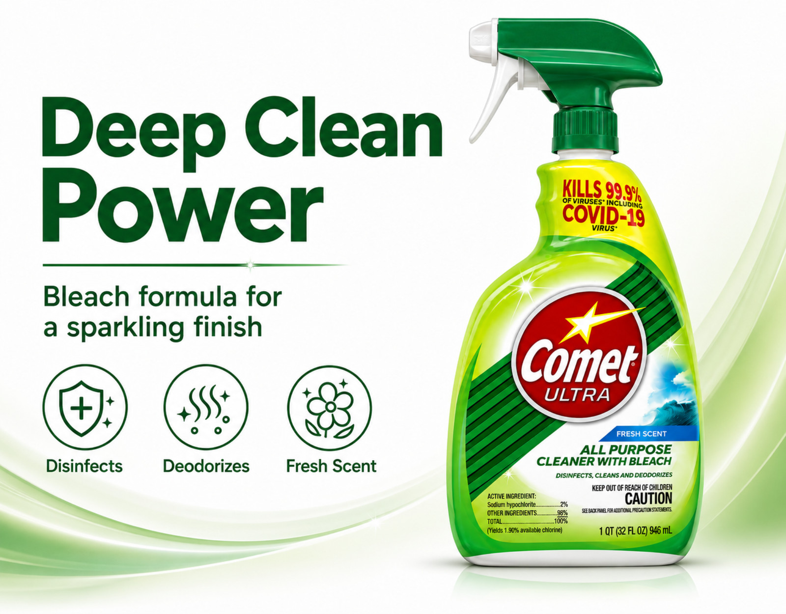 Comet Ultra All Purpose Cleaner with Bleach 32oz Spray Multi Surface