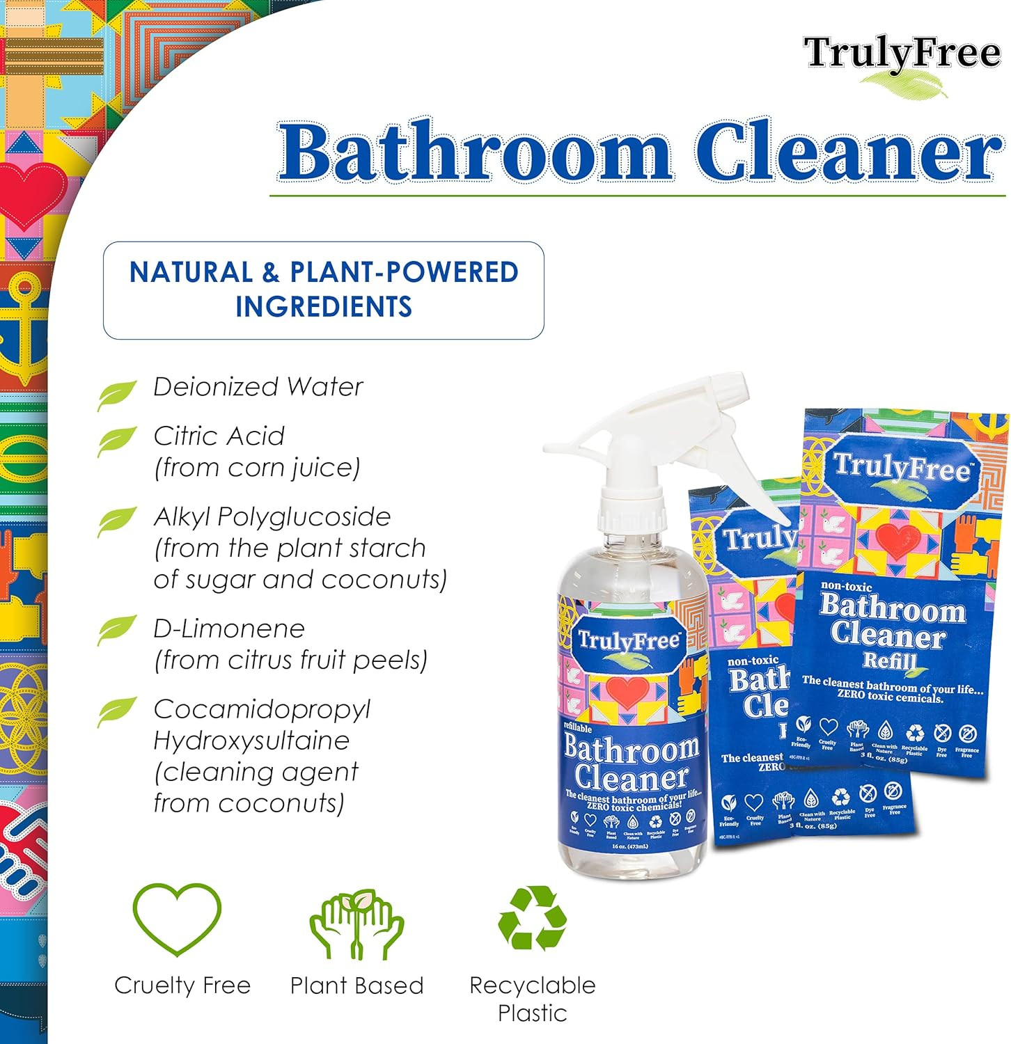 All Natural Non-Toxic Bathroom Cleaner Spray Kit, Organic Bath & Tile Cleaning S