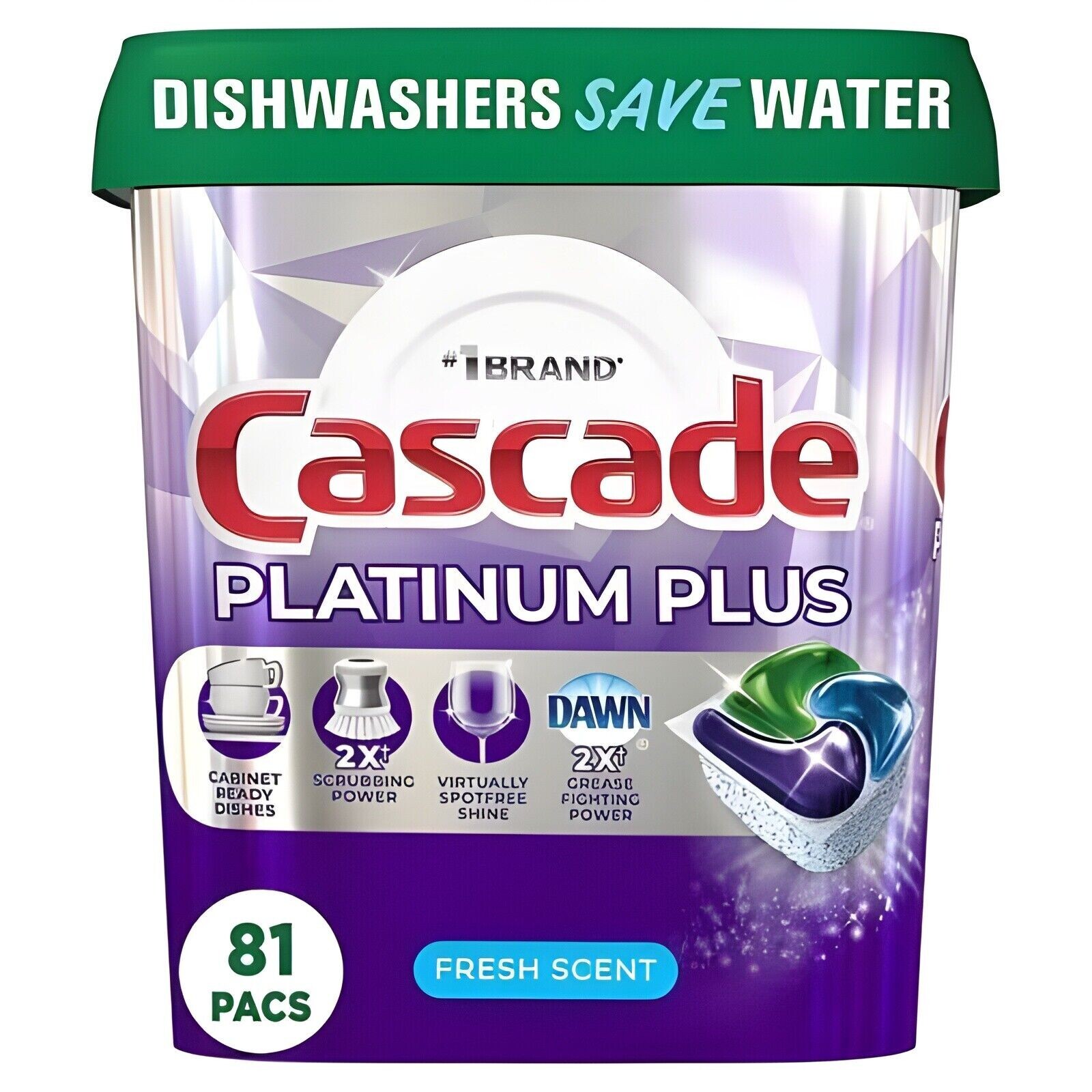 Cascade Platinum Plus ActionPacs Dishwasher Detergent Pacs Fresh Scent (81 ct.)