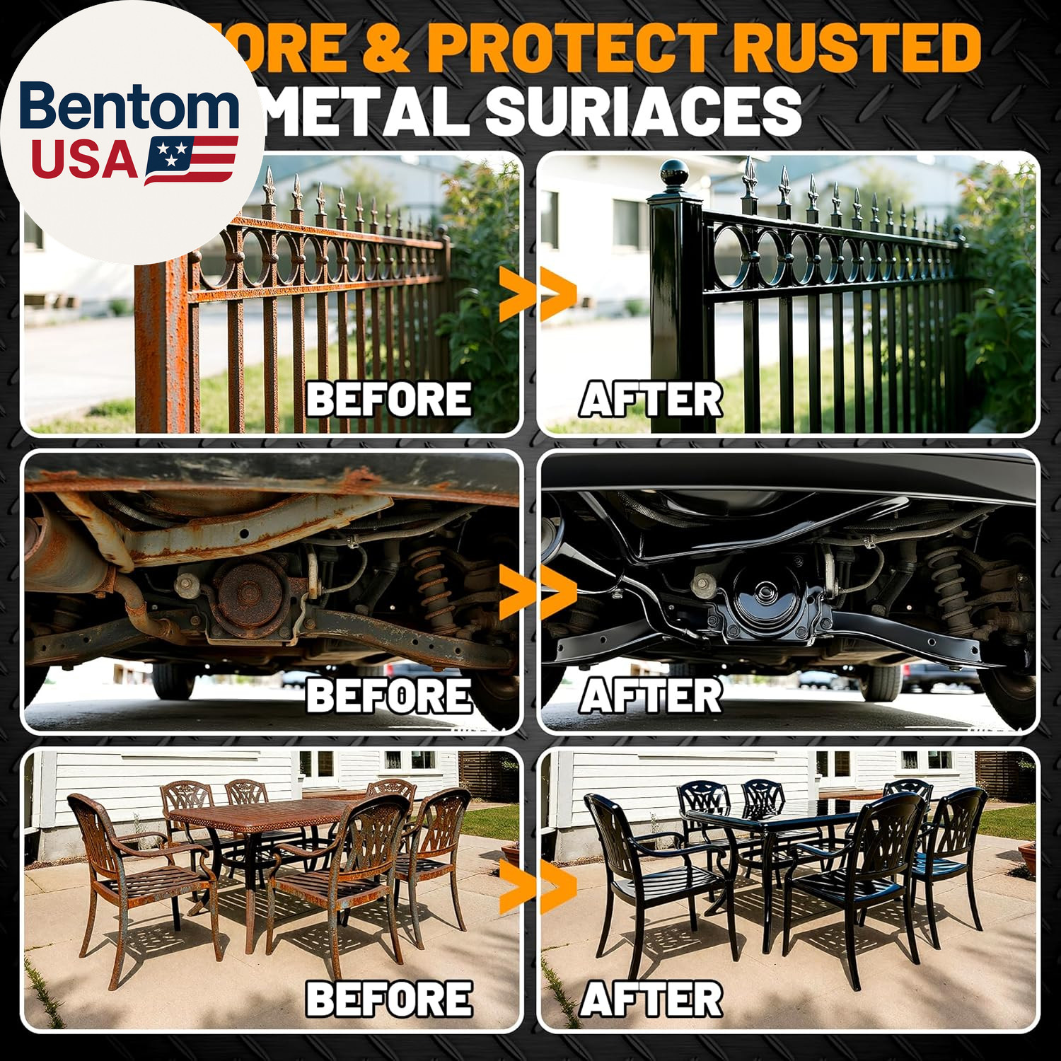 2-In-1 Rust Converter & Metal Primer, 35Oz Matte Black Rust Inhibitor Paint for