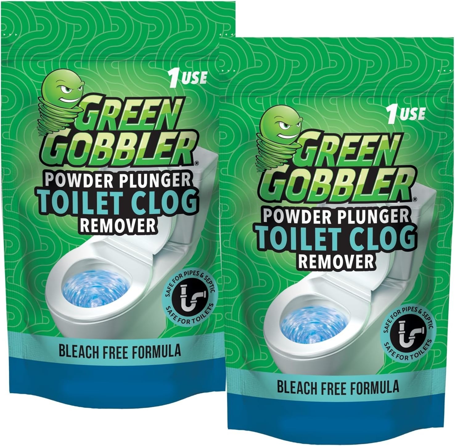 POWDER PLUNGER Toilet Bowl Clog Remover 2 Pack Net WT 16.5 oz