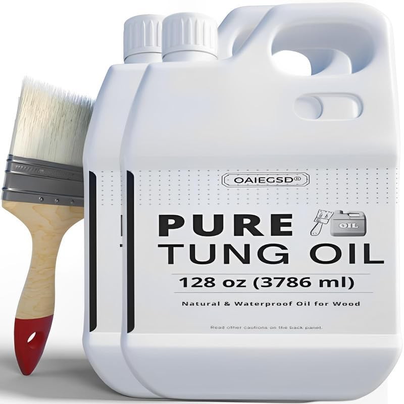 2pcs 128oz Tung Oil for Wood Finishing with Brush,100% Natural Pure Tung Oil.NEW