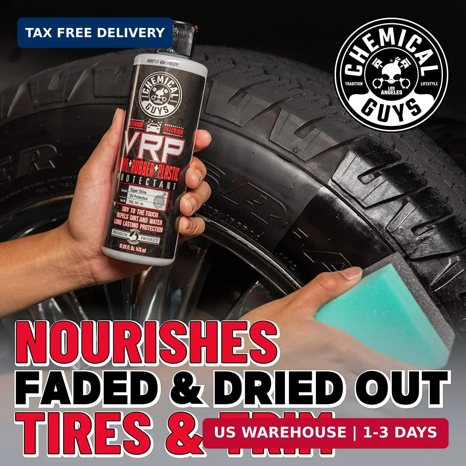 Chemical Guys VRP Protectant & WonderWave Applicators Kit – 16 oz Vinyl, Rubber,