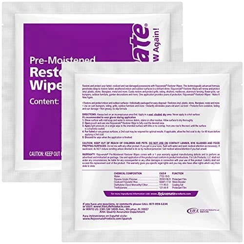 Rejuvenate Restorer Wipes 5 Pack Microfiber Indoor Outdoor Surface Cleaner NEW