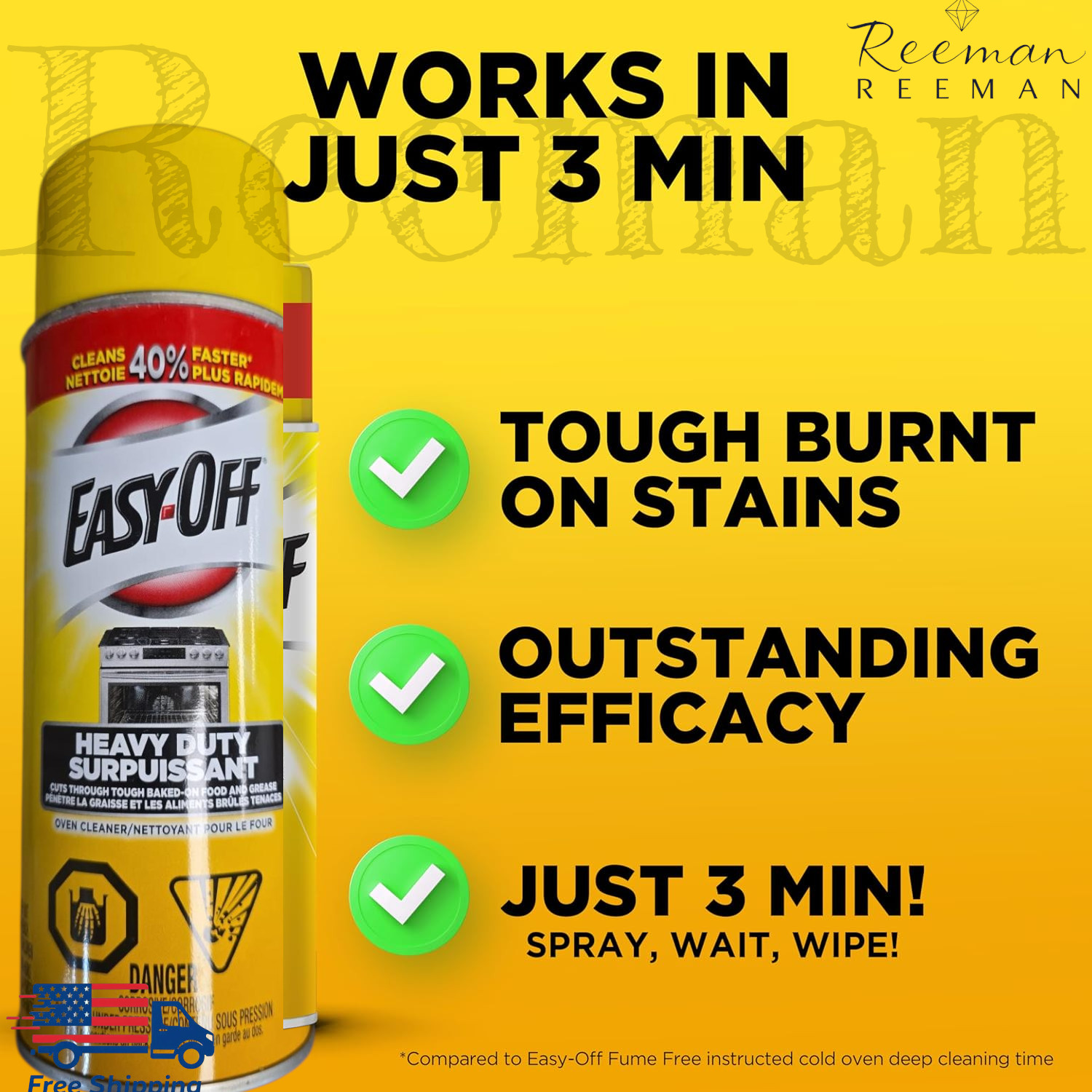 Easy-Off Heavy Duty Oven Cleaner Regular Scent (3 Cans x 14.5 oz each) Free Ship
