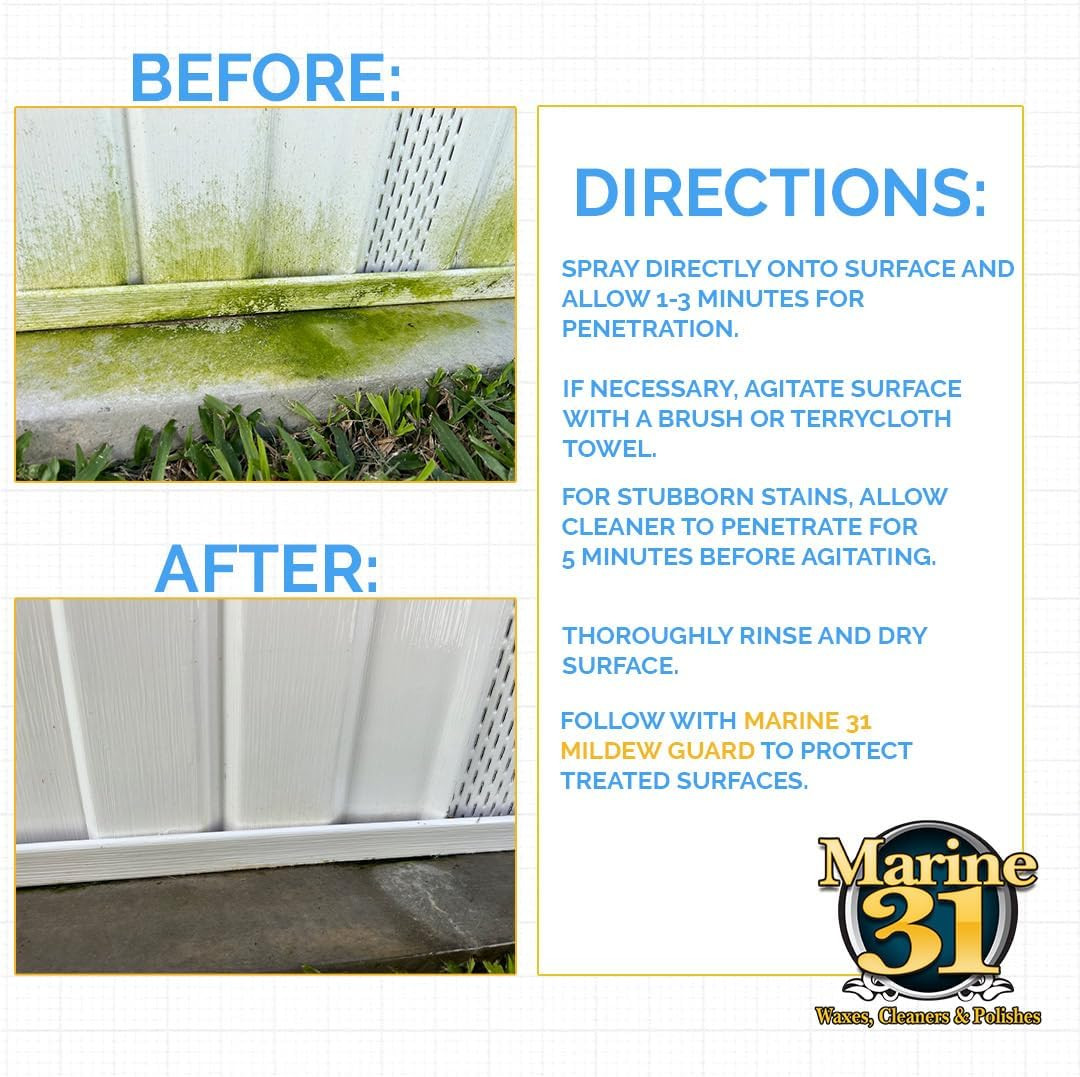 Mildew Stain Remover & Cleaner | Powerful Cleaning Solution for Boats, Homes & P