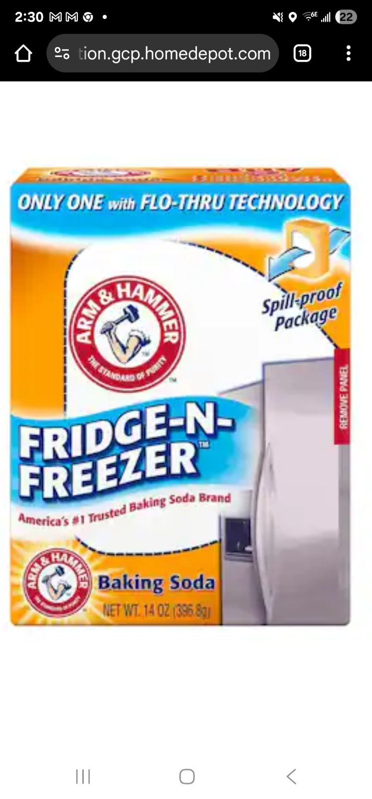 6 Packs of ARM & HAMMER Baking Soda Fridge-n-Freezer Odor Absorber, 14 oz packs
