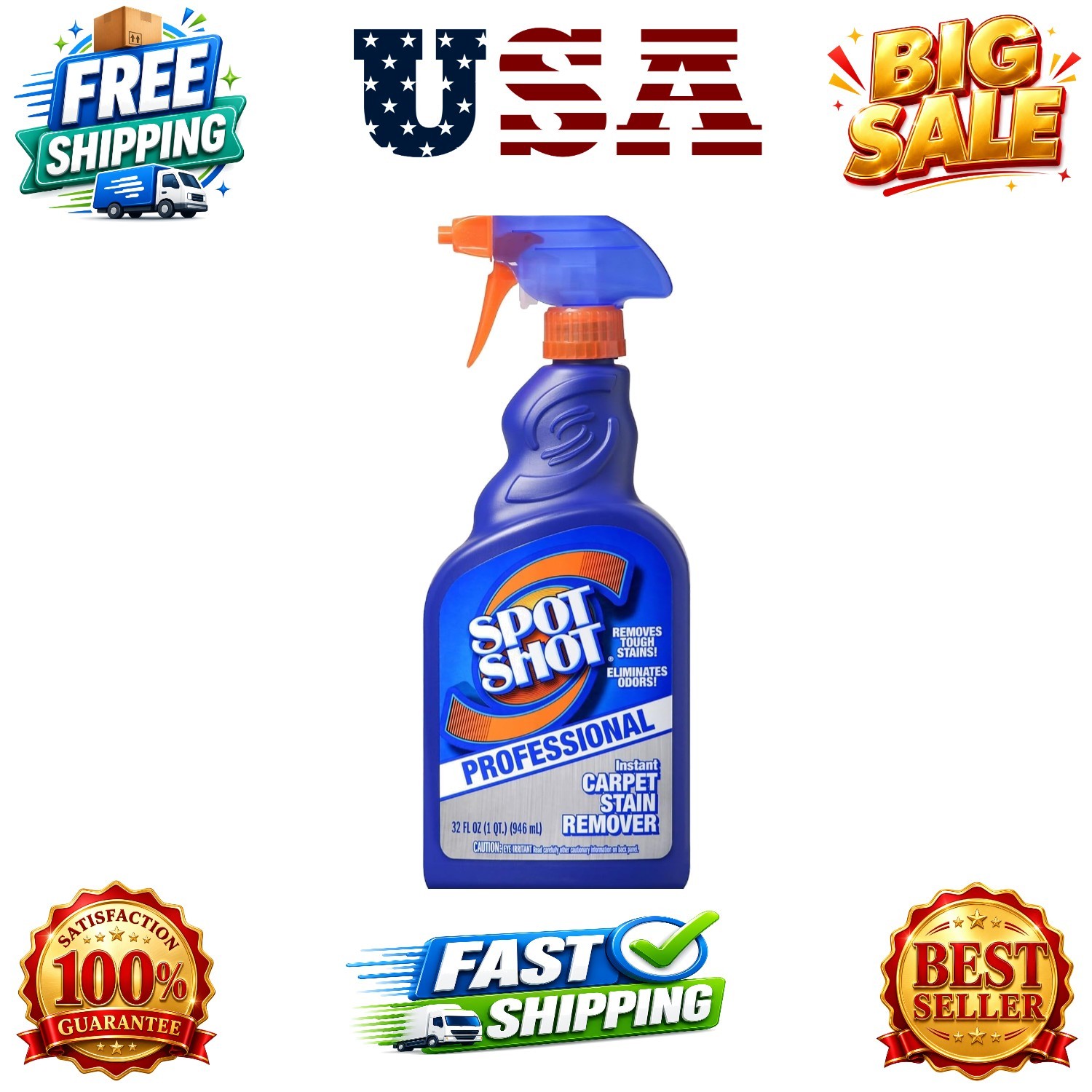 Spot Shot Professional Instant Carpet Stain Remover with Trigger Spray, 32 OZ