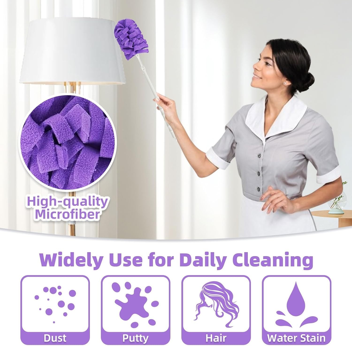 6 PCS Fleece Reusable Duster Refills for Swiffer, Washable 360 Dusters for Cl…