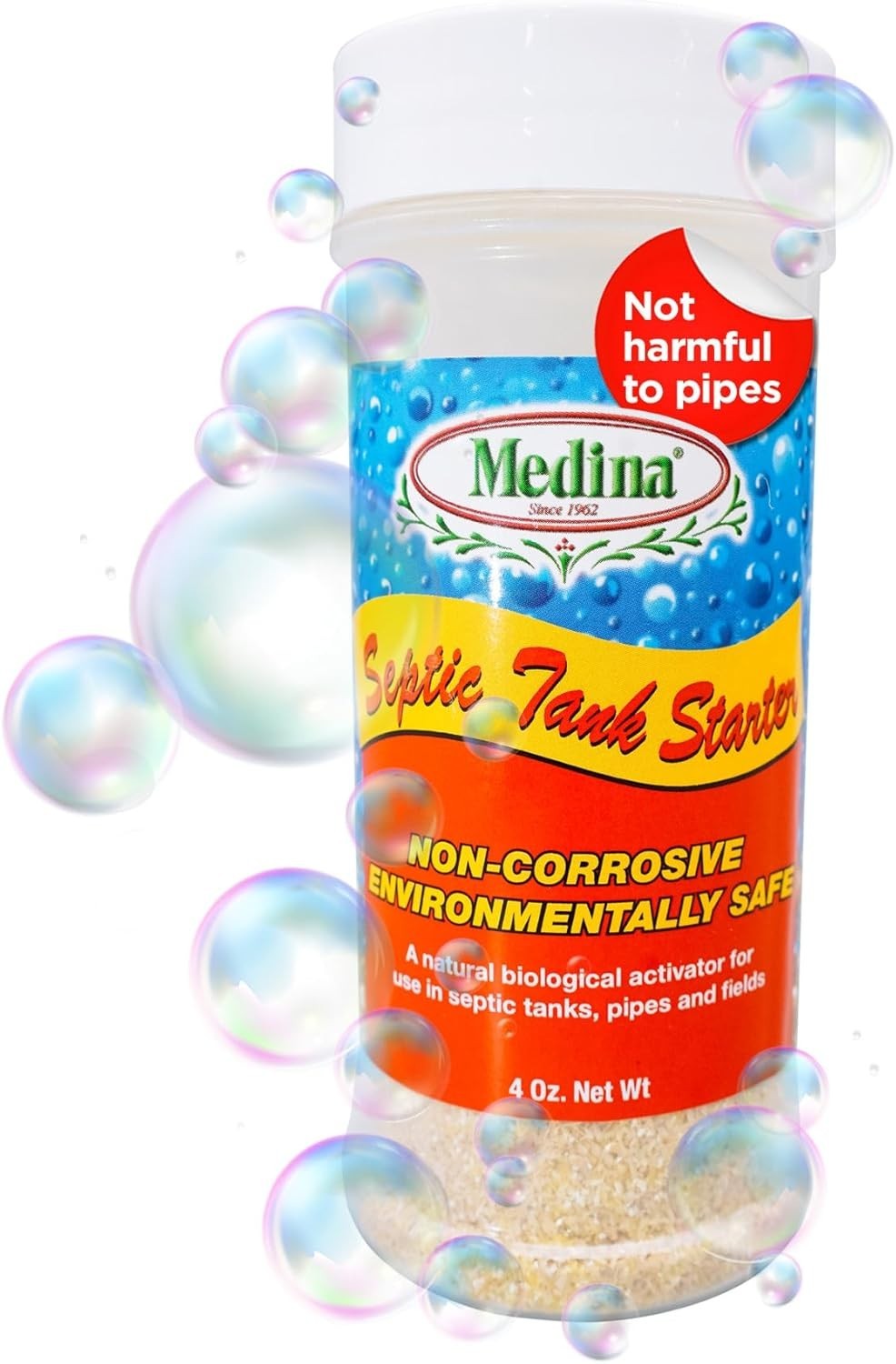 Medina Septic Tank Starter – Digests Grease in Septic Systems 4 oz Bottle