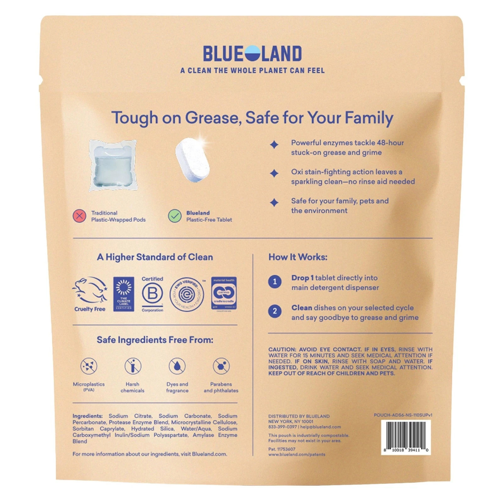 Blueland Dishwasher Detergent Tablets 110 Count ~Fragrance-free.