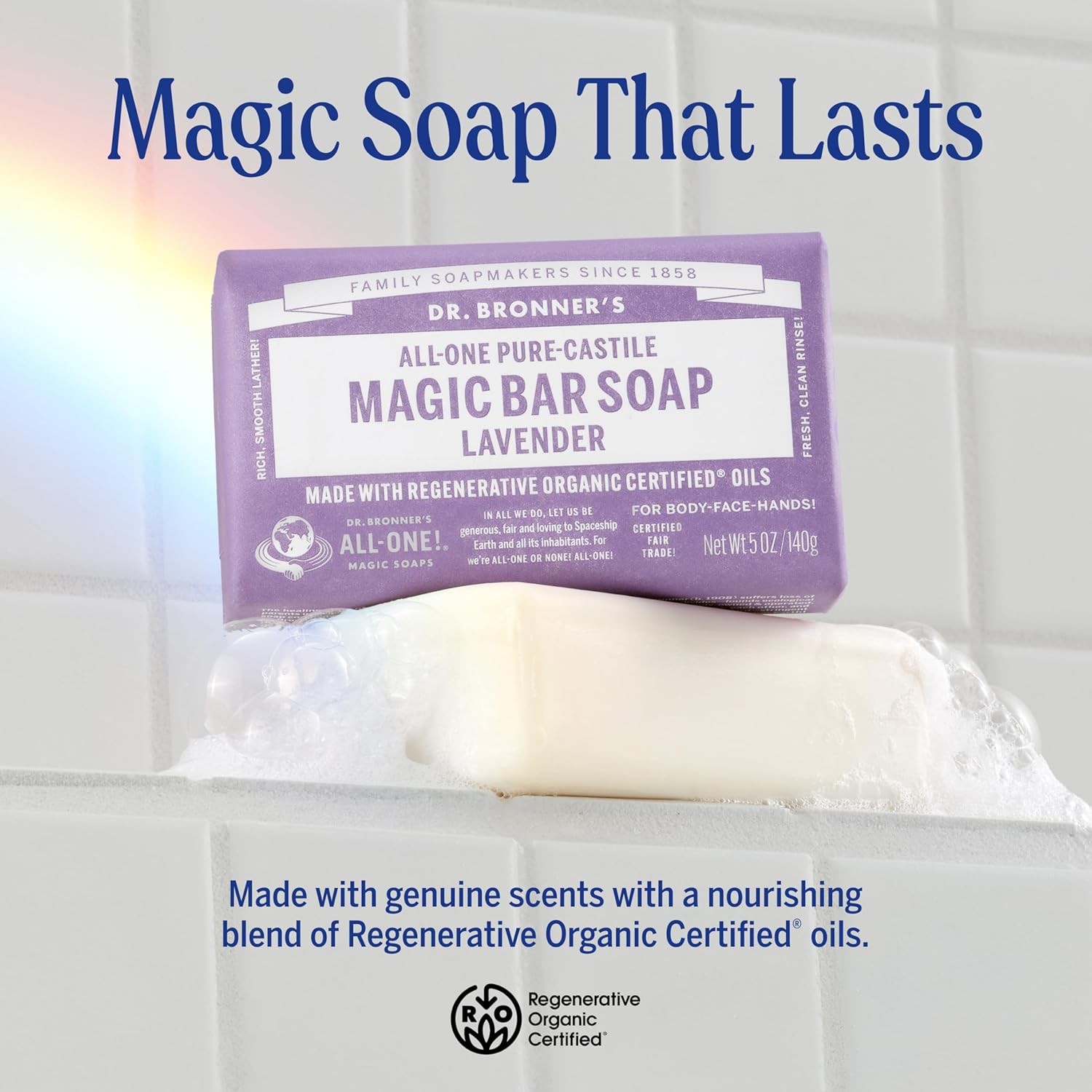 Pure-Castile Magic Bar Soap – Made with Regenerative Organic Certified Oils –