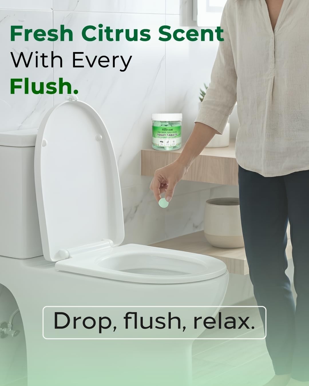 Toilet Deodorizer Tablets – Drop One In and Go – 60 Count Citrus Scent – Odor El